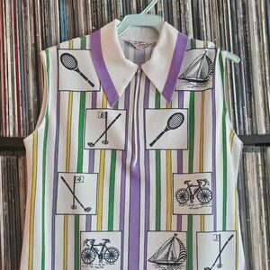 Vintage R.P. Knitting Company Sleeveless Golf Tennis Collared Shirt